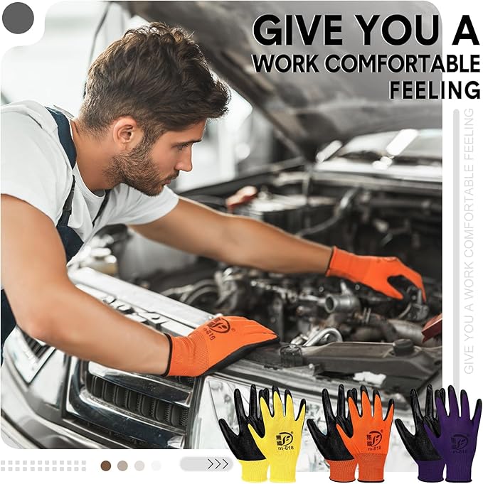 Gardening Gloves for Men Women Breathable Rubber Coated Working Gloves for Gardening, 9.1 Inch