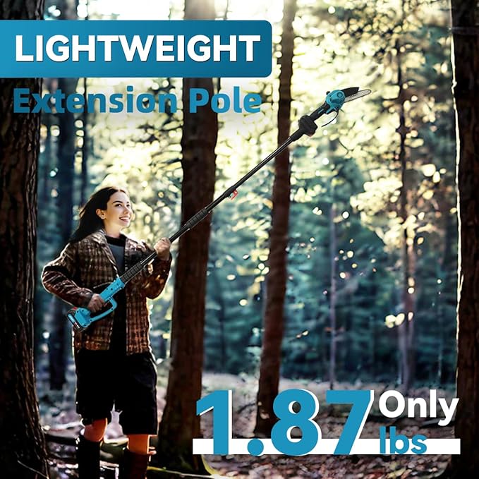6 Inch Electric Pole Saw for Tree Trimming, 2-in-1 Cordless Mini Chainsaw for Garden Yard Wood Cutting Lightweight with Dual Batteries for Women