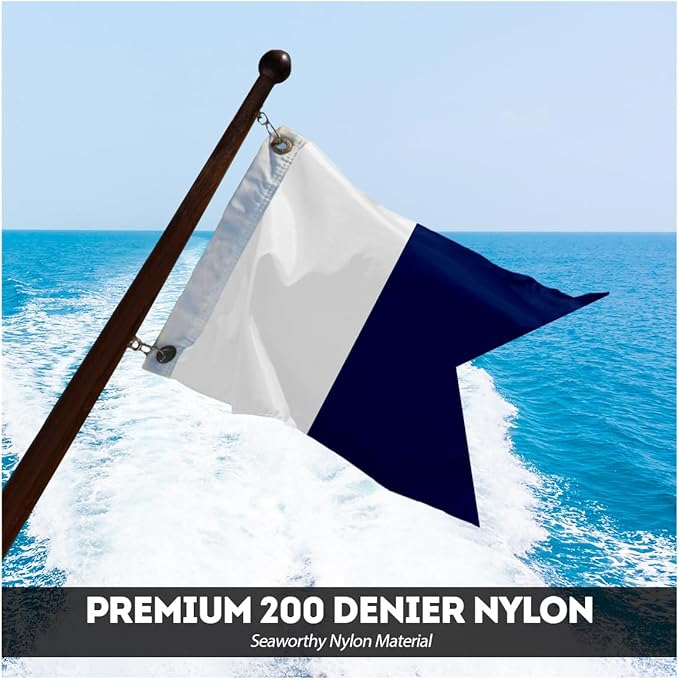 AGAS Alpha Code A Marine Signal 1x1.25 Ft Flag - Printed 200D Nylon - Canvas Header - Brass Grommets - Colorfast & Stitched Edges - Nautical Boat Flag - Naval Code Signal Flag.
