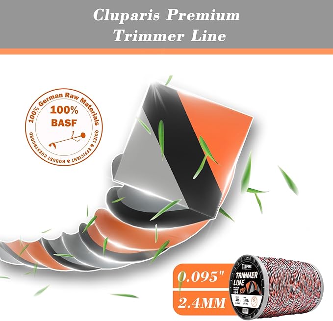 Cluparis 5-Pound Super Heavy Duty Trimmer Line .095-Inch-by-1683-ft Twist Pro Trimmer Line Spool 3-Component Tri-Extrusion Weed Eater String with Super Line Cutter