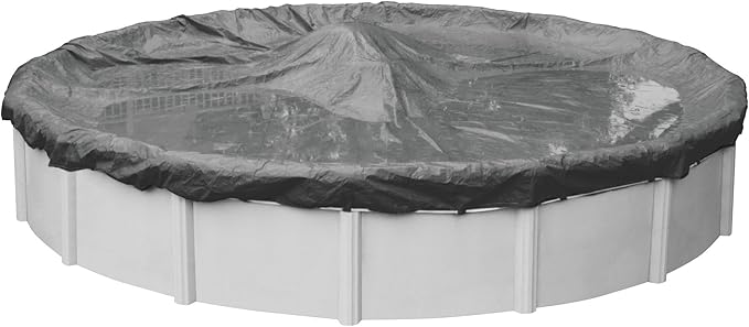 Robelle 15 ft Ultimate Charcoal Winter Pool Cover for Above Ground Pools, 4 ft Overlap (19 ft Cover Size), Solid 14 x 14 Scrim, 5.2 oz/yd2, 20-Year Warranty, Style: 5115-4