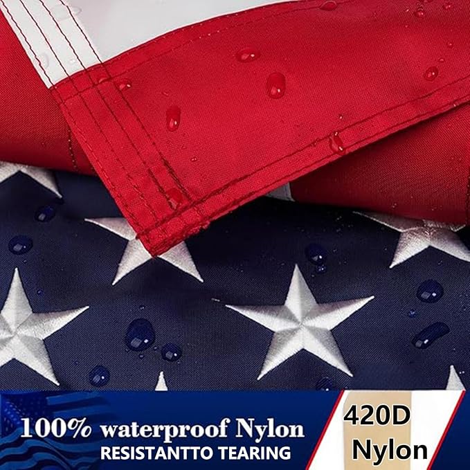 American Flag 2.5x4 FT, Flag For Front Porch,Embroidered Stars, Sewn Stripes, Brass Grommets, Tearproof 420D Nylon Material, All Weather Flag– Unmatched Durability in Any Weather.
