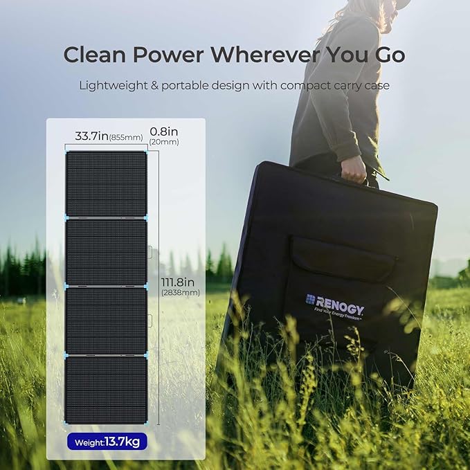 Renogy 400W Portable Solar Panel Suitcase, 23% High Efficiency Foldable Solar Charger for Power Station, Durable for Decades, with Sturdy Kickstands, IP67 Waterproof for RV Camping Off-Grid Blackouts