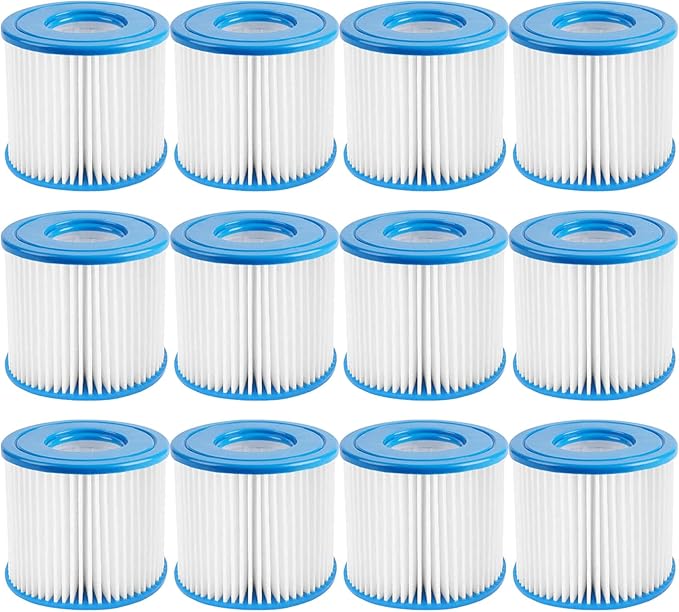 Type D Pool Filter Cartridge Replacement Compatible with Summer Waves P57100102, P57000104, Intex Type D, Summer Escapes Pool Filter, VII Filter, RX600 Above Ground Pools Pool Pump, 12 Pack