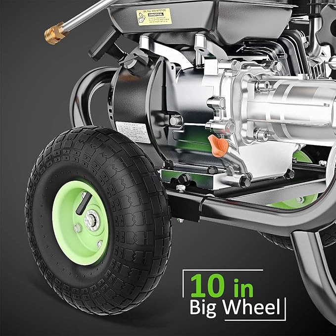 4200PSI Gas Pressure Washer 4.0GPM Gas Power Washer 196CC Gas Powered Washing Machine Commercial High Pressure Washer with 25ft Hose&5 Nozzles for Patio Garden Yard Vehicle,EPA/CARB/ETL (Black)