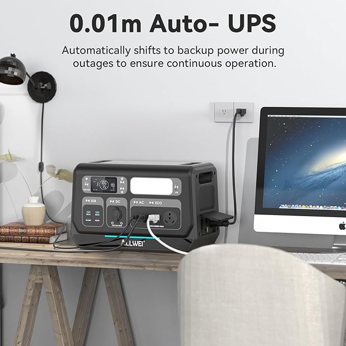 ALLWEI 2400W Portable Power Station with a B200 PRO Expansion Battery, 4096Wh LiFePO4 Battery 4 AC Outlets Up to 2400W for Home, Outdoor Camping, RV, With 1500W AC Charging &1200W Solar Charging