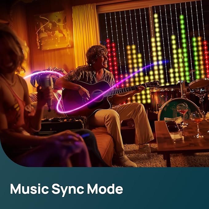 Linkind Smart Curtain Lights, 400 LEDs Smart AI Curtain String Lights with APP DIY GIF Text, Color Changing Halloween Christmas Decorations for Outdoor Indoor Bedroom Window Decor, 5.9×5.5ft