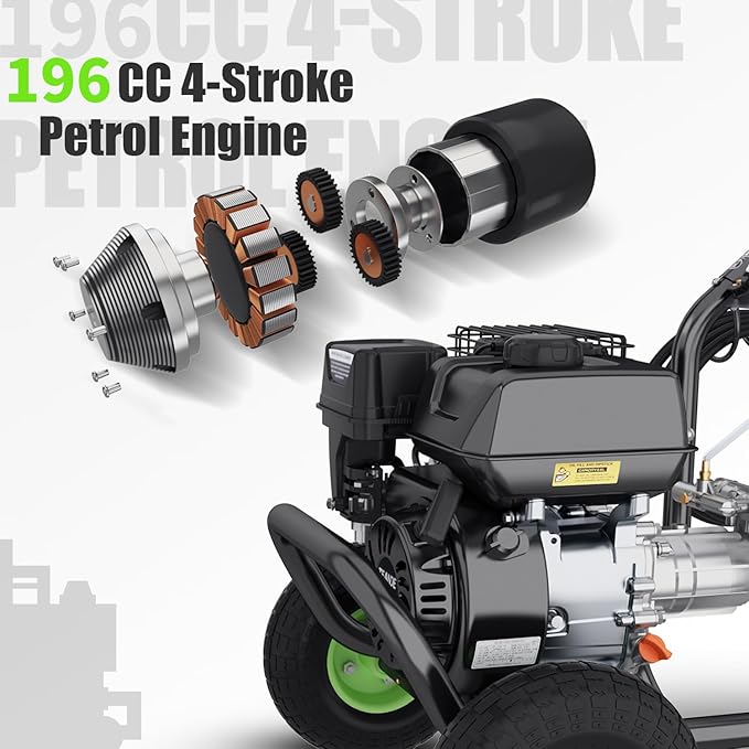4200PSI Gas Pressure Washer 4.0GPM Gas Power Washer 196CC Gas Powered Washing Machine Commercial High Pressure Washer with 25ft Hose&5 Nozzles for Patio Garden Yard Vehicle,EPA/CARB/ETL (Black)