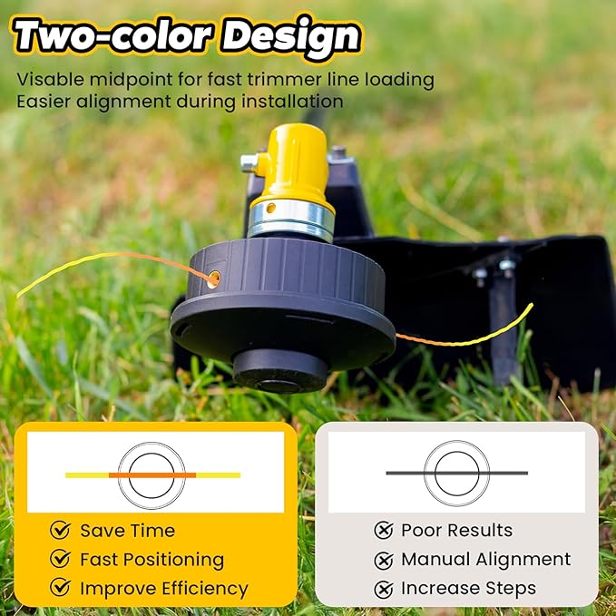 Toussaint 5 Pack AL2420PD 095”Replacement Triangle Twisted Trimmer Lines Compatible with EGO Dual Color Pre-Cut Trimmer Line for All EGO 15-Inch String Trimmers,Yellow and Orange（16FTx5）
