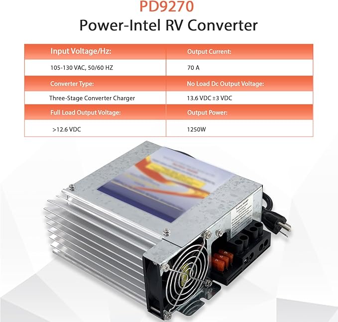 PD9270 70 Amp RV Power Converter with Charge Wizard, PD9200 Series Converter/Charger Compatible with RV, Camper, Caravans,120v to 12v(PD9270)