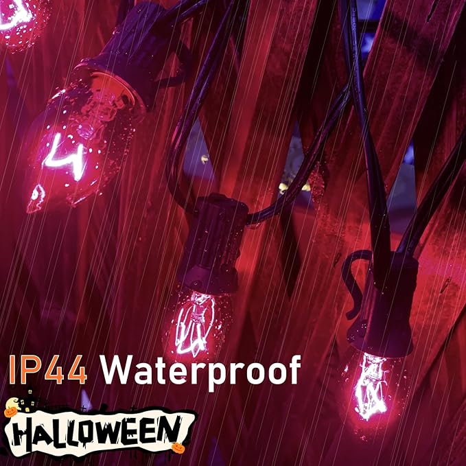 C7 String Lights,25FT Black Halloween Christmas String Lights for Outdoor Indoor Use,25 Clear C7 Black Bulbs String Light-Black Wire