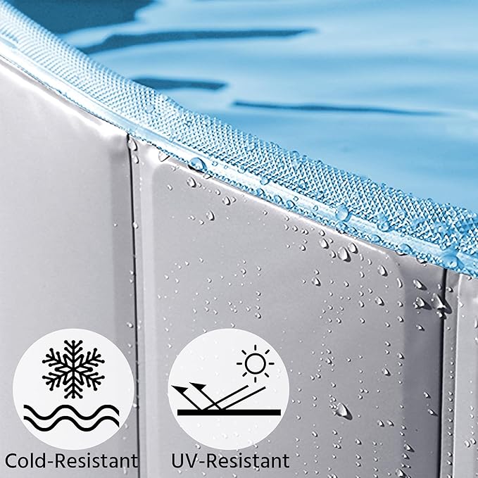 Yaheetech Foldable Dog Pool Collapsible Hard Plastic Dog Swimming Pool Portable Pet Pools Doggie Wading Pool Bath Tub for Puppy Small Medium Large Dogs, 71 x 12 Inches Gray