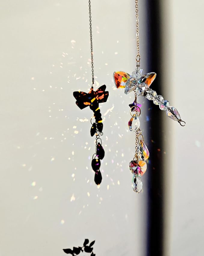 Sun Catchers Indoor Window Hanging Crystal Beads Dragonfly Prism Suncatcher Ornament Rainbow Maker Home Decor, Dragonfly