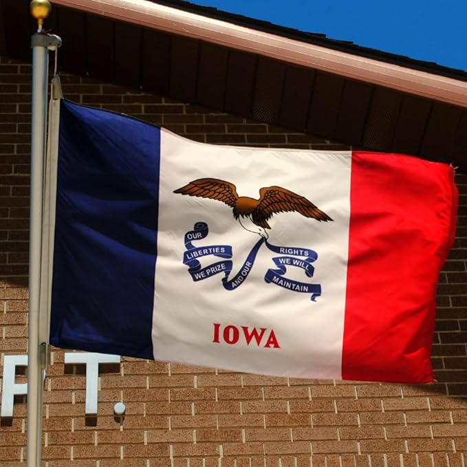 FLAGWIN Iowa Flag 3x5 FT - 3 Ply Double Sided Polyester Iowa State Flag with Brass Grommets - Vivid Color and Fade Proof State of Iowa Flags 3x5 Outdoor