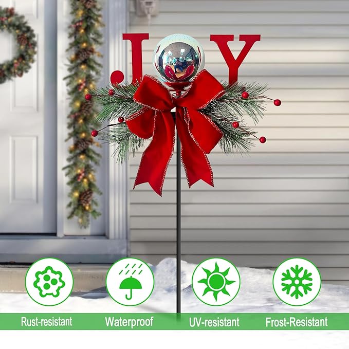 Christmas Outdoor Waterproof Solar Lights 3D Glass Ball Fireworks Lighting Garden Stakes Decor Suitable for Gardens Courtyards Lawns Christmas Decor and Thanksgiving Gifts