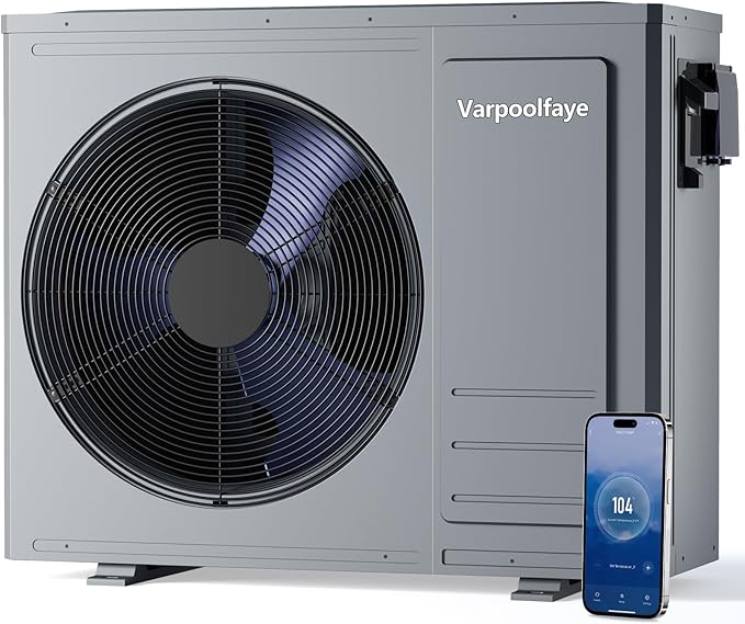35,100BTU Swimming Pool Heat Pump, 10000 Gallon Electric Pool Heater Above and Inground Pool,WiFi App Control, Heating or Cooling Pool Heater 220V/60Hz