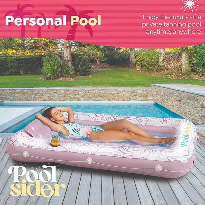 Premium Inflatable Tanning Pool Lounger | Large Inflatable Tanning Bed for Adults - 4 in 1 Multipurpose Suntan Tub | Pool Floats Adults, Inflatable Pool Float | Tanning Float - Sunbathing Pool Raft
