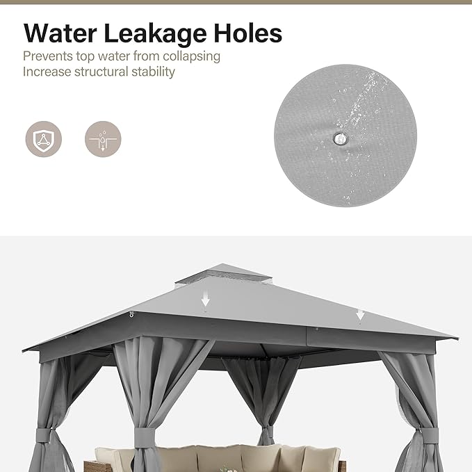 LAUSAINT HOME Outdoor Patio Gazebo 12'x12' with Expansion Bolts, Heavy Duty Party Tent & Shelter with Double Roofs, Mosquito Nettings and Privacy Screens for Backyard, Garden, Lawn, Smoke Grey
