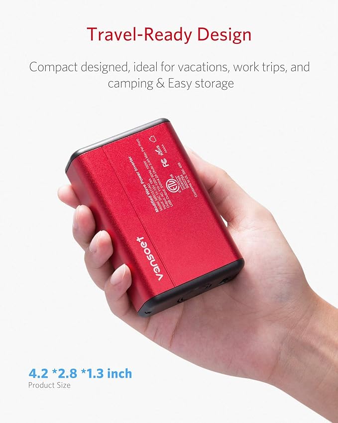 150W Power Inverter DC 12V to 110V AC Car Inverter with 4.2A Dual USB Car Adapter (Red)