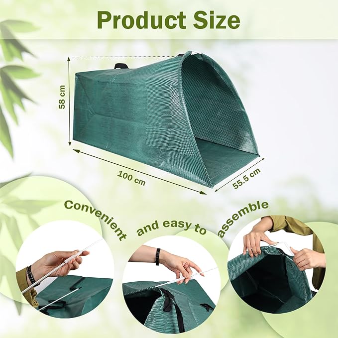 Leaf Collector, 200L Collapsible Garden Bag for Yard Waste, Reusable Heavy Duty Yard Waste Bag for Leaves, Lawn Trash, and Home Use(dustpan-shaped, 53 Gallon/200L)