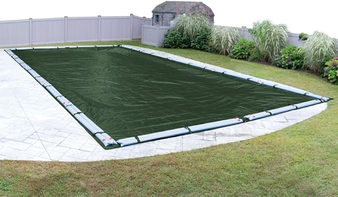 Robelle 16 x 24 ft Heavy Duty Green Winter Pool Cover for Inground Pools, 5 ft Overlap (21 x 29 ft Cover Size), Solid 8 x 8 Scrim, 2.36 oz/yd2, 10-Year Warranty, Style: 321624R