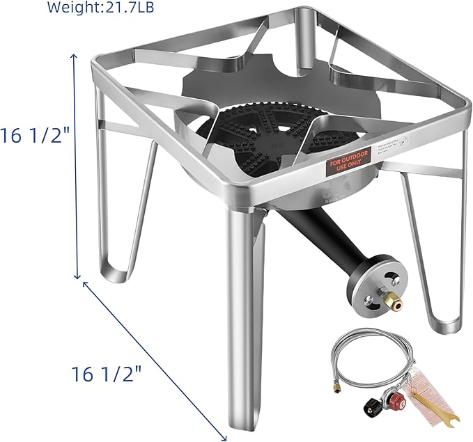 ARC 52QT Stainless Steel Turkey Fryer Pot and Burner Kit, Propane Burners, Tamale Steamer Pot with Basket, Steamer Rack, for Outdoor Cooking, Seafood Boil, Crawfish Boil, Home Brewing