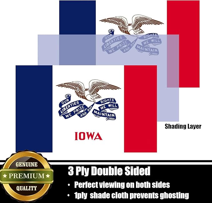 Iowa Flag 3x5 FT Sturdy for Outside, Heavy Duty 3Ply Polyester Iowa State Flags Outdoor, Double Sided Long Lasting IA State Flag Brass Grommets