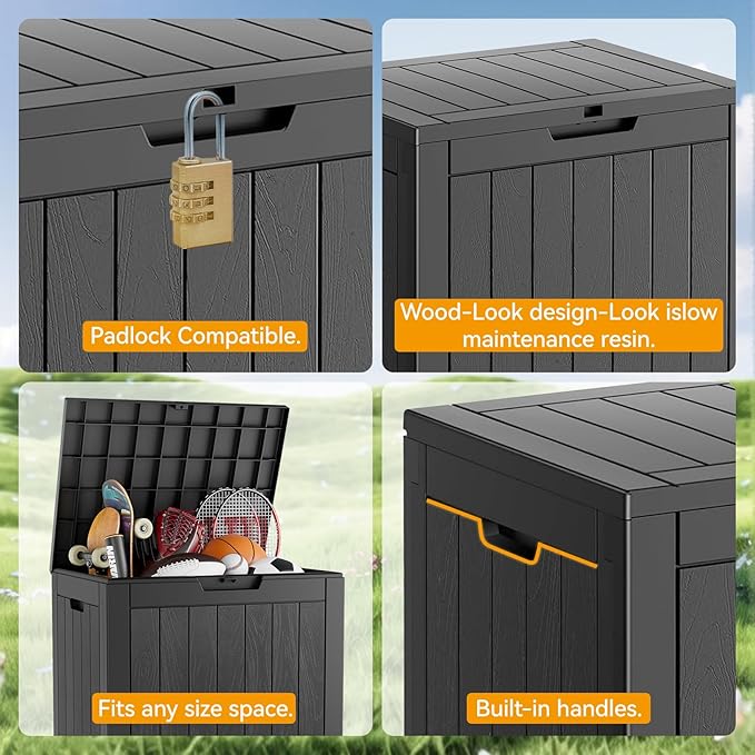 31 Gallon Outdoor Storage Box, Resin Deck Boxes Outdoor Waterproof For Patio Furniture, Garden Tools, Pool Supplies, Durable And UV Resistant, Lockable