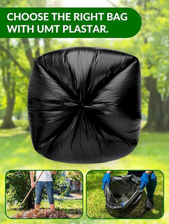 150 Count Heavy Duty Black Trash Bags, 40-45 Gallon, 38x46 Inches, 20 Micron Thick Large Garbage Bags