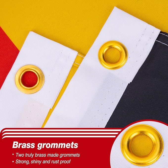 Germany German Flag 3x5 ft Outdoor, Double Sided 3 Ply Heavy Duty National Flag for DE, 100% Quality Polyester German Banner with Brass Grommets 4 Rows Stitches