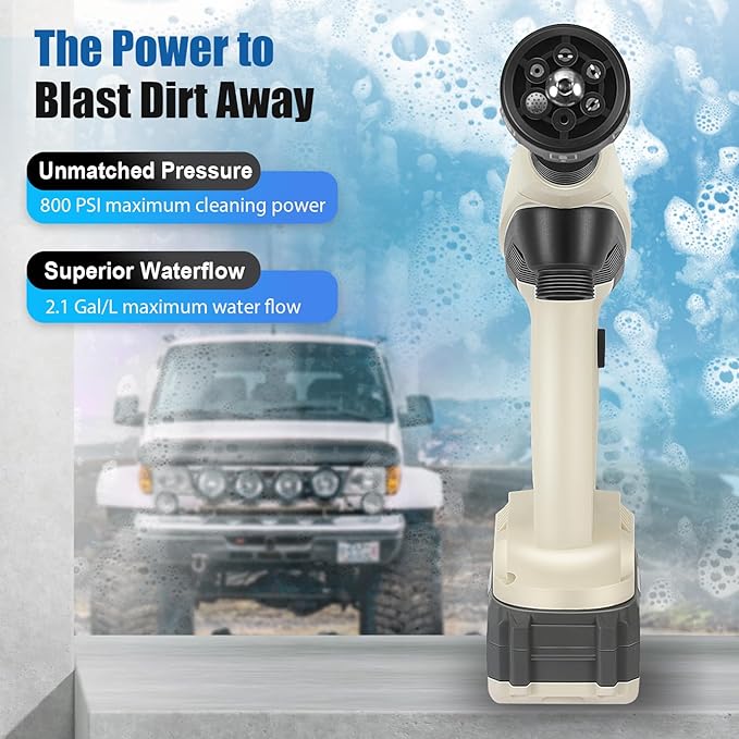 Cordless Pressure Washer, Portable Power Washer, 4.0Ah Battery Powered with Dual Water Source, 6-in-1 Nozzle, 16ft Detachable Hose, Efficient and Long-Lasting, Designed for Light-Duty Tasks