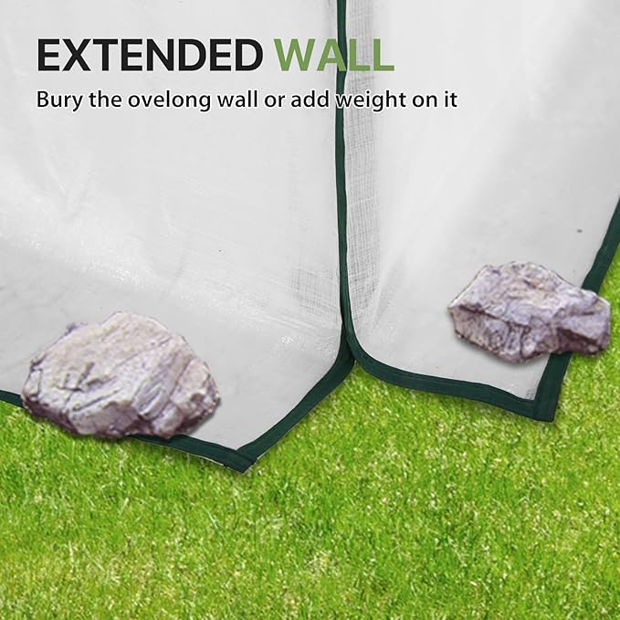 EAGLE PEAK Woven Replacement Cover for 8x6 Portable Walk-in Pop up Greenhouse, Front and Rear Roll-Up Zipper Entry Doors and 4 Roll-Up Side Windows (Frame Not Included), White