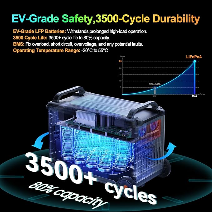 OSCAL Promax6000 Solar Generator with 2x500W Solar Panel,120V/240V Dual Voltage 6000W(Peak 7200w) Portable Power Station,3600WH Lifepo4 Battery 14 Outlets,2200W 1.96H Fast Charge,for Home Backup,RV.