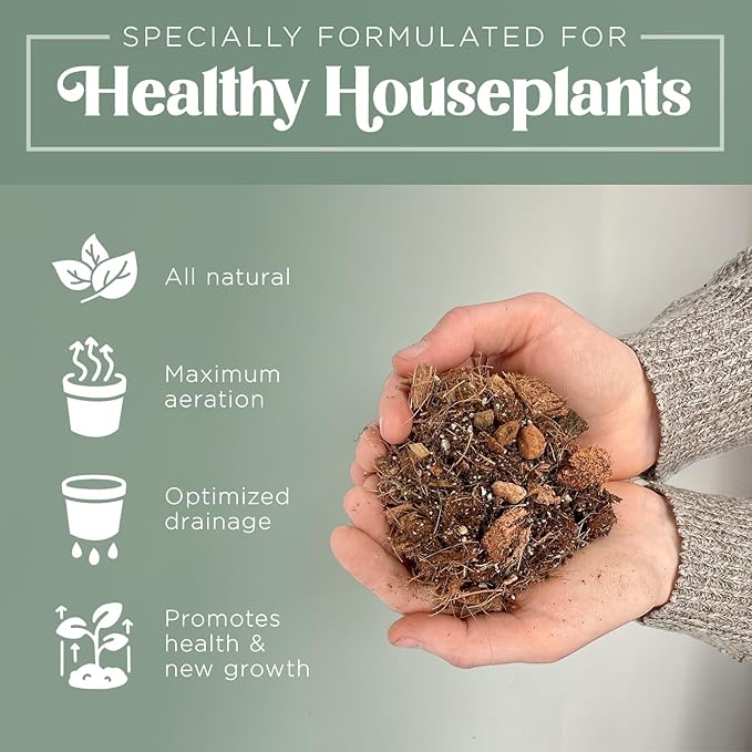 Delicate Root Organic Potting Mix & Soil Outdoor Fertilizer for Houseplants - Organic Mix of Coconut Chips, Coir, Horticultural Charcoal - 1 Gallon