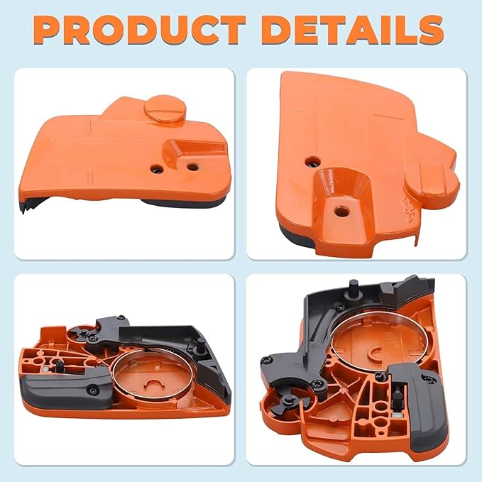 440 Chain Brake Assembly Side Clutch Cover for Husqvarna 440 Chainsaw, Husky 440e II Chainsaw Clutch Cover with Brake Assy & Bar Nuts Buckle Clips Kit,Clutch Cover Chain Saw Parts 501388203