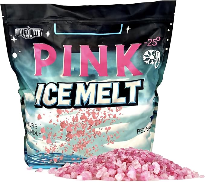 Ice and Snow Melt 8 lb Bag CMA Blended Magnesium Chloride Ice Melter Effective Snow and Ice Removal Effective Below Zero Degrees (Pink)