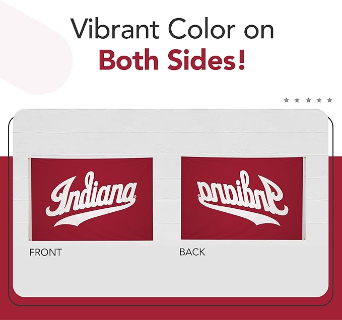 Indiana Hoosiers College Sports Printed Flag - NCAA Licensed - Nylon - School Banner (White, Red) (4' x 6')