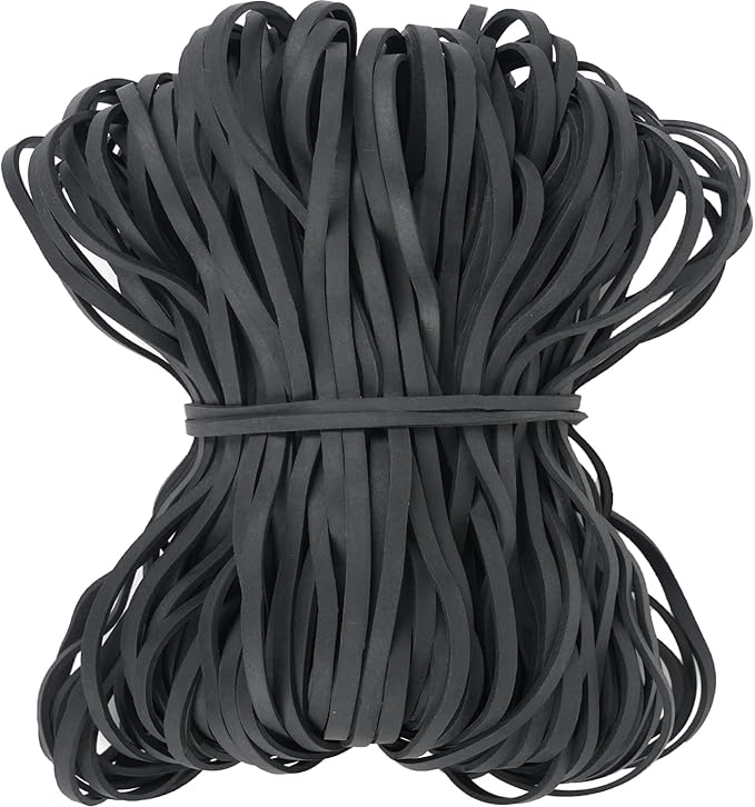 Black Heavy Duty Large Rubber Bands 140 Pack, Fits 8-33 Gallon Trash Cans, 7x1/8 Inches, Rubber Material