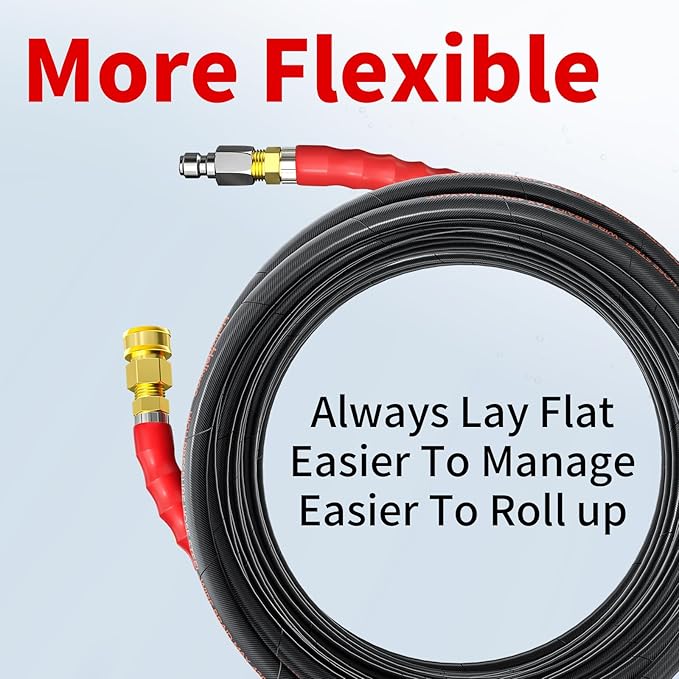 200FT Pressure Washer Hose 4200PSI, Power Washer Hose Steel Wire Braided with Swivel Quick Connect, Commercial Grade Industrial High Pressure Water Washing Hose (4200PSI, 200FT)