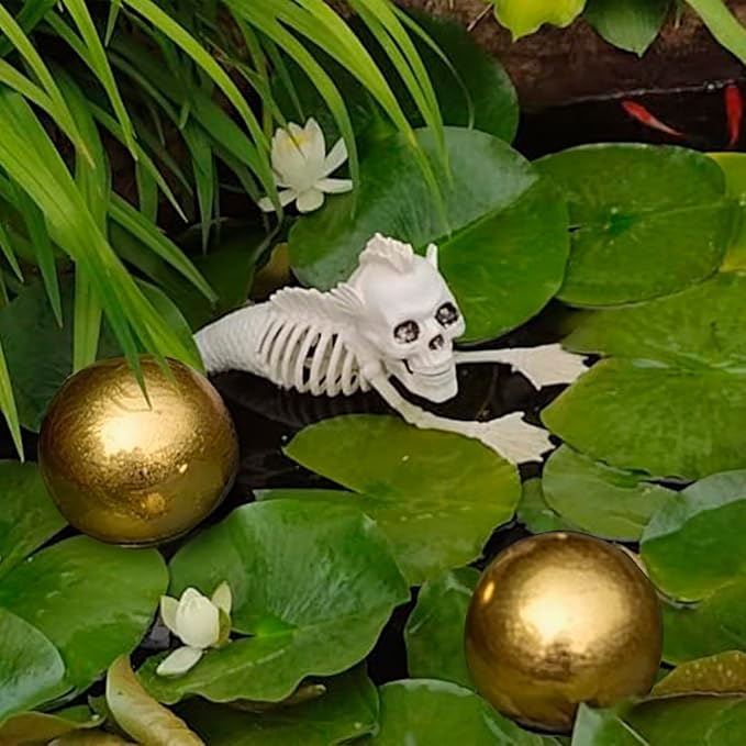 Nerien Gazing Ball, Stainless Steel Garden Mirror Globe, Polished Ornament Sphere, Hollow Floating Reflective Hemisphere, for Home Outdoor Pond Housewarming Swimming Pool Decoration, Gold, 5Pcs Mix