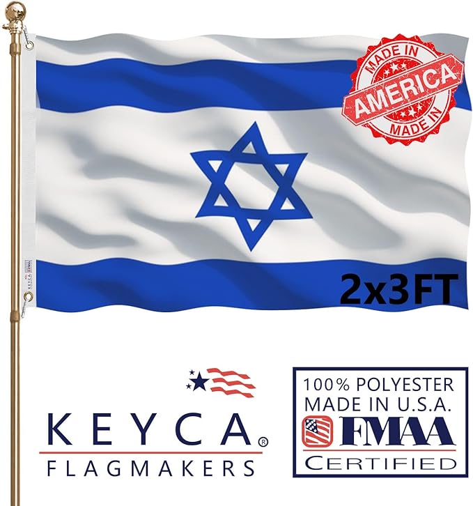 Israeli Flags 2x3 FT Made in The USA-Heavy Duty Vibrant Colors Double Sided Israeli National Flag Flag with 2 brass grommets for Home/Company/Indoor Outdoor Decoration