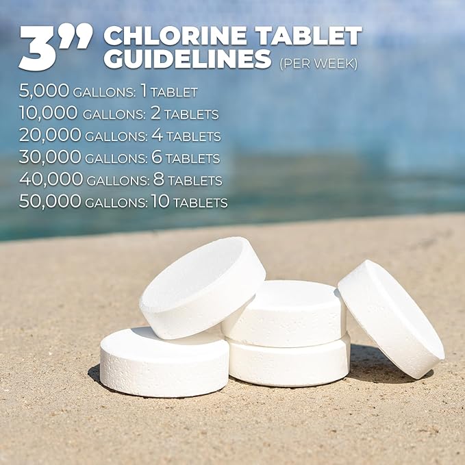 Xtremeclear 3-Inch Chlorine Tablets 99% Pure Tri-Chlor for Swimming Pools Spa Hot Tub 10lbs Bucket - Individually Wrapped Stabilized Sanitizer Slow Dissolving
