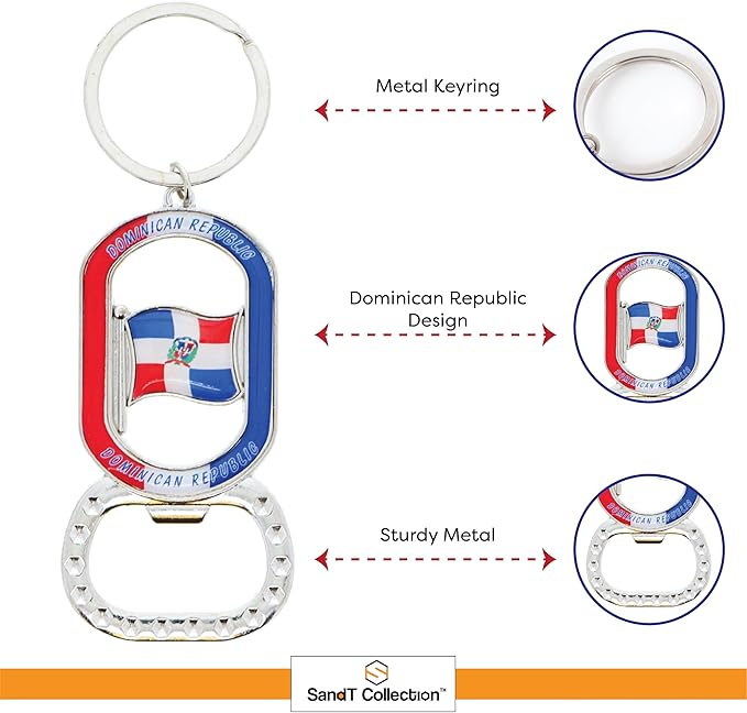 Dominican Republic Beer Bottle Opener Keychain - Oval Shape