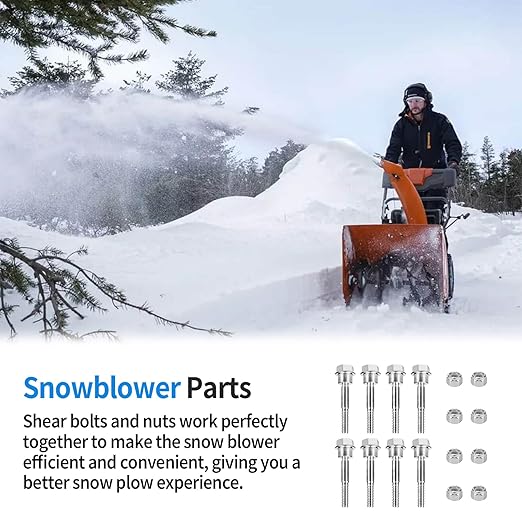 588077502 Snowblower Shear Pins Bolts - for Husqvarna Snow Blower Replacement Parts, Snow Blower Shear Bolts Kit Compatible with Husqvarna Two Stage Snow Blowers 570XP, 575XP, 580790401 (Pack of 8)