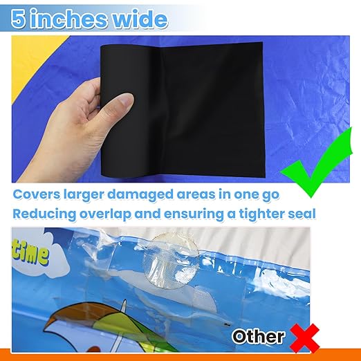 Heavy Duty Black Repair Tape for Tent, Leather, Tarp, Canopy, Awning and Boat Cover, Waterproof Inflatable Repair Patch Kit for Bounce House, Pool, Duct, Outdoor, 5 Inch x 5FT