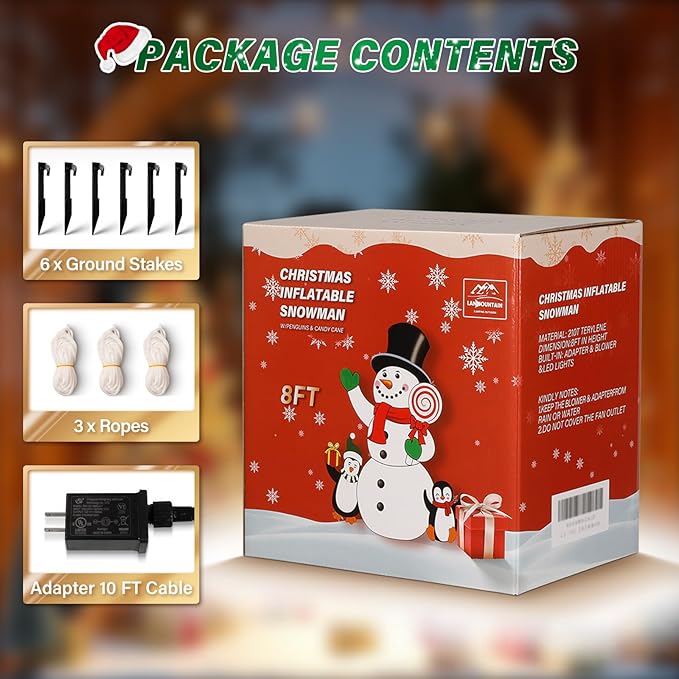 8 FT Christmas Inflatable Decorations,Outdoor Snowman with Penguins Blow Up Decorations, Patio Lawn Xmas Decor with Poweful Blower Built-in Bright LED Lights for Indoor Outdoor,Lawn,New Year Gifts