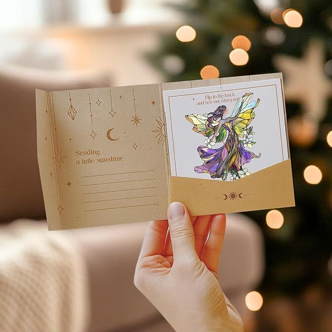 Floral Fairy Acrylic Suncatcher Stained Glass Effect Window Car Hanging Christmas Ornament Indoor Outdoor Decor Garden Sun Catcher Panel Gifts for Fairy Tale Lover for Women Mom Grandma