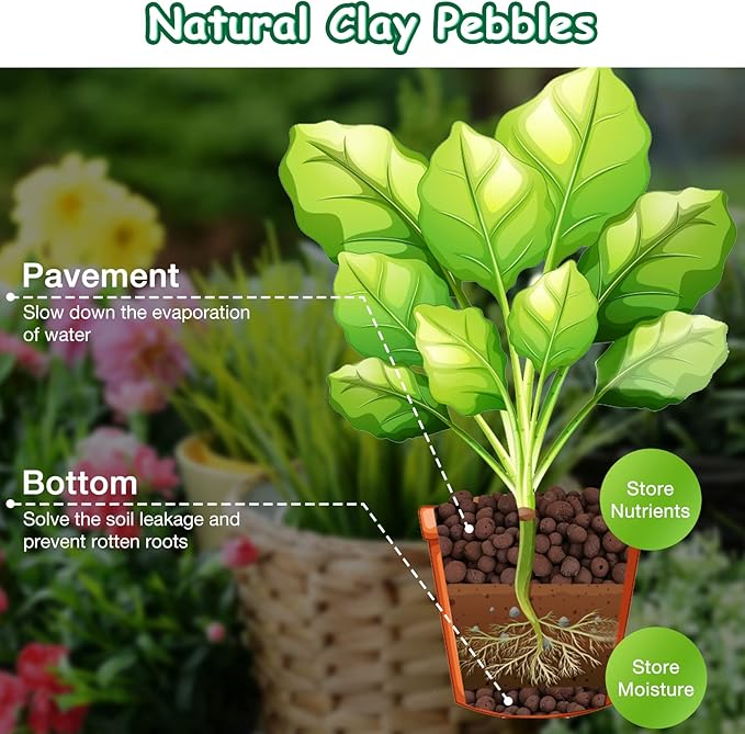 Jabrand LECA 8LBS Clay Pebbles, Organic Expanded Clay Pebbles 4mm-16mm Hydroponics Supplies Aquaponics Orchid for Indoor and Outdoor Garden Plants