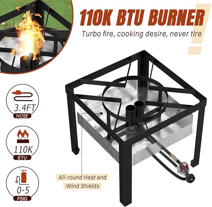 Stainless Steel 60QT Crawfish Boiler Kit, Waterproof Cover & 12-inch Skimmer, 110,000BTU Propane Burner Stove, 0-20PSIG Regulator, Seafood Boil Pot, Crab Boil Pot with 50QT Basket