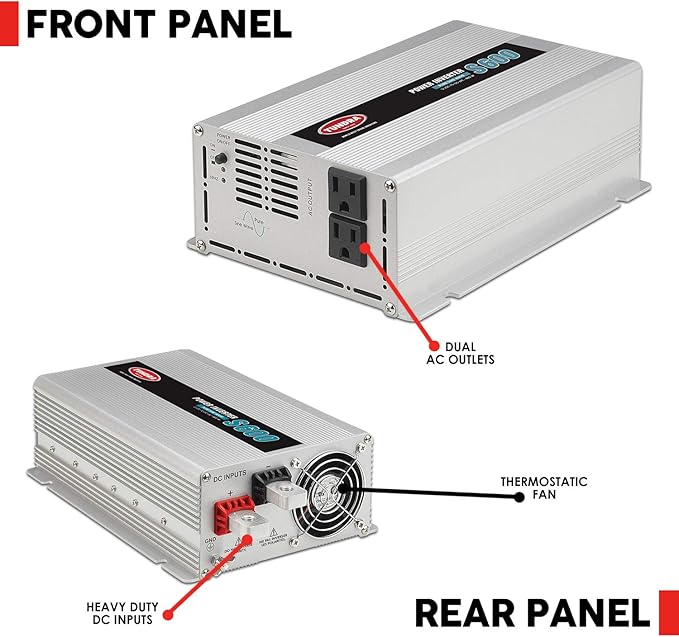 Tundra S Series - DC/AC Truck Power Inverter - Pure Sine Wave 600W / 12V DC to 120V AC - S600